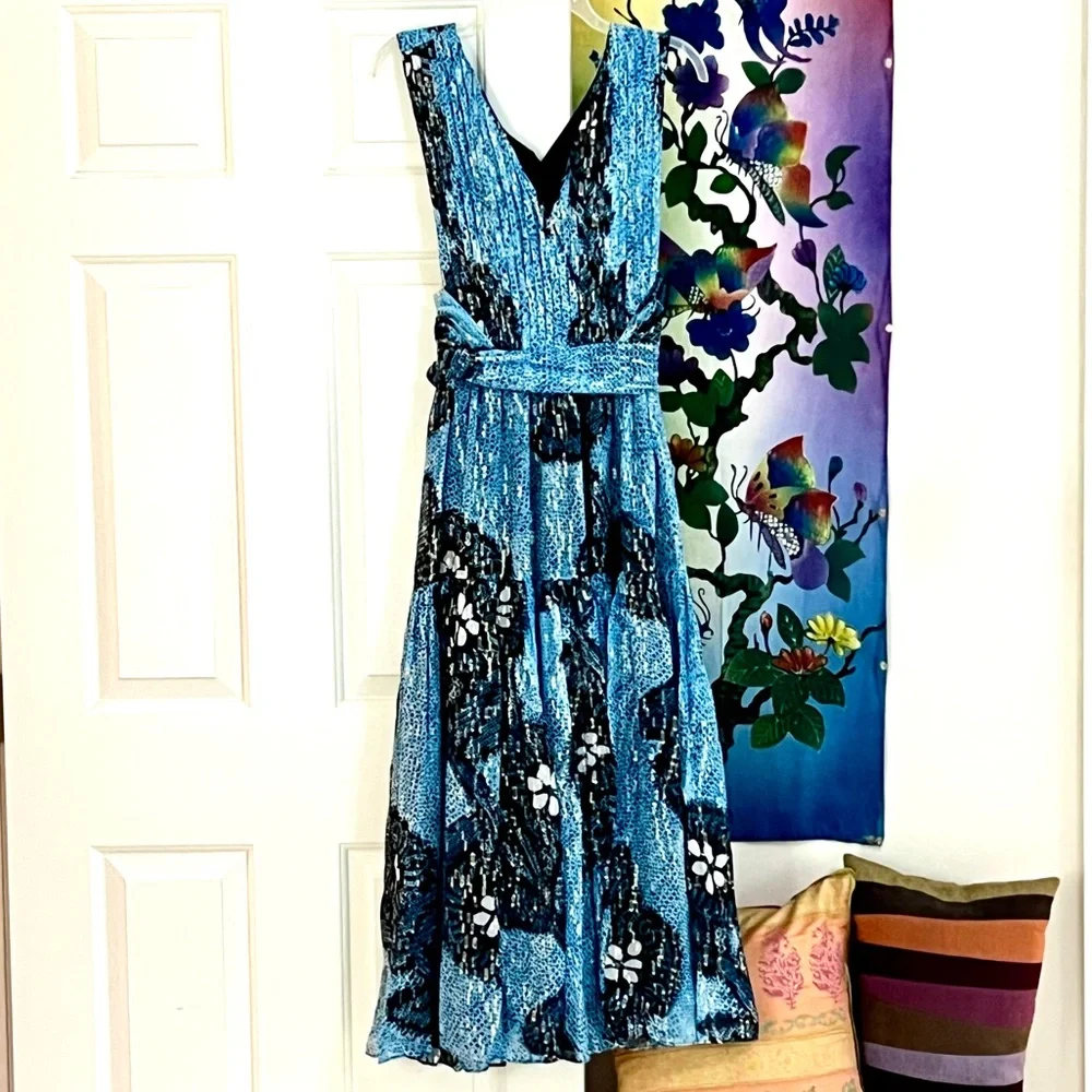 πΊπHPππΊ NWT Ulla Johnson Adora Silk Chiffon Midi Dress Sky - Picture 14 of 17